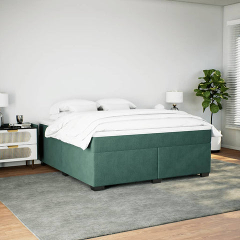 vidaXL Box Spring Bed with Mattress Dark Green 180x200 cm Velvet