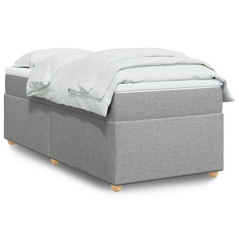 vidaXL Box Spring Bed with Mattress Light Grey 90x200 cm Fabric