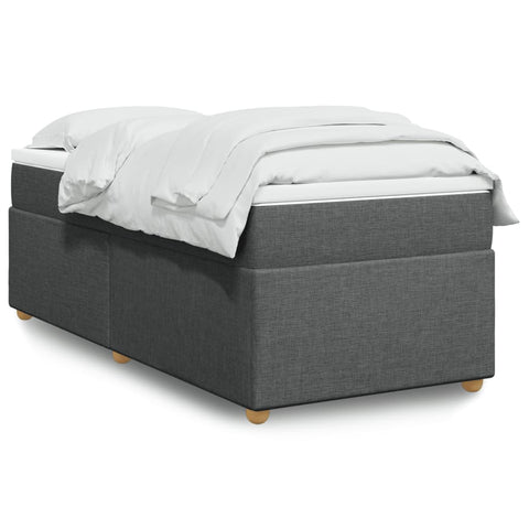 vidaXL Box Spring Bed with Mattress Dark Grey 90x200 cm Fabric