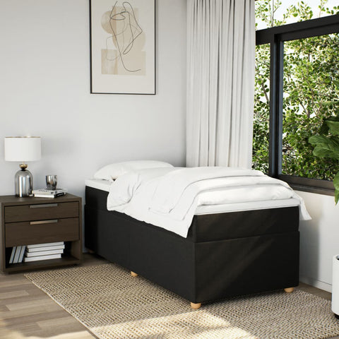 vidaXL Box Spring Bed with Mattress Black 90x200 cm Fabric