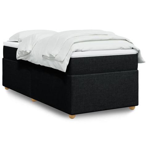 vidaXL Box Spring Bed with Mattress Black 90x200 cm Fabric