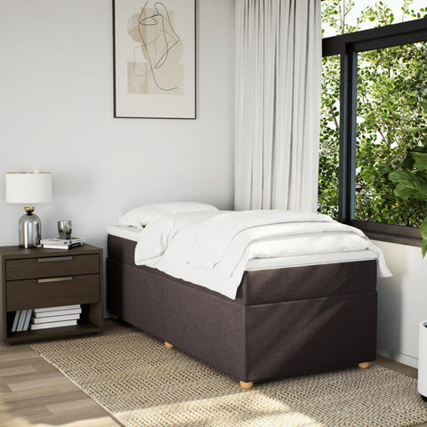 vidaXL Box Spring Bed with Mattress Dark Brown 90x200 cm Fabric