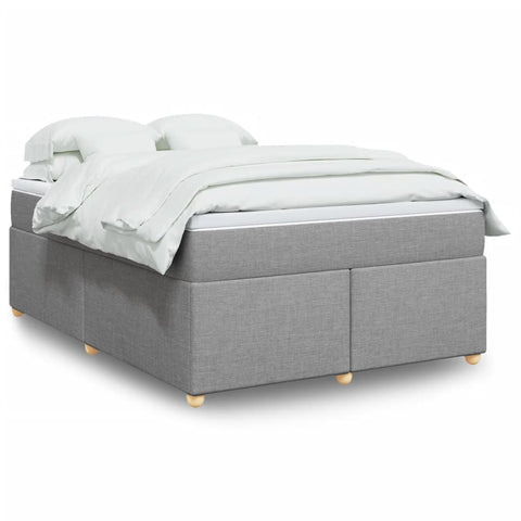vidaXL Box Spring Bed with Mattress Light Grey 140x200 cm Fabric