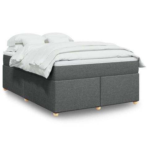 vidaXL Box Spring Bed with Mattress Dark Grey 140x200 cm Fabric