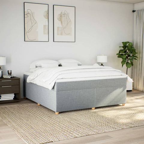 vidaXL Box Spring Bed with Mattress Light Grey 180x200 cm Fabric
