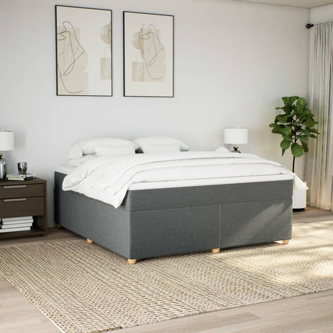 vidaXL Box Spring Bed with Mattress Dark Grey 180x200 cm Fabric