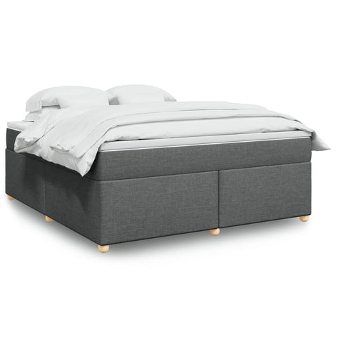 vidaXL Box Spring Bed with Mattress Dark Grey 180x200 cm Fabric