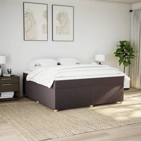 vidaXL Box Spring Bed with Mattress Dark Brown 180x200 cm Fabric