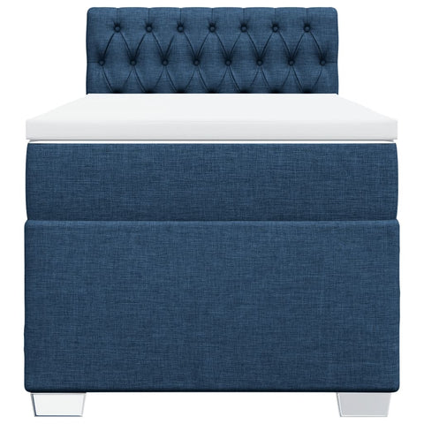vidaXL Box Spring Bed with Mattress Blue 90x200 cm Fabric