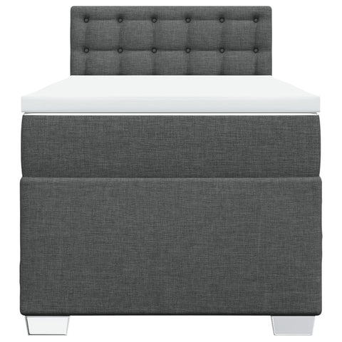 vidaXL Box Spring Bed with Mattress Dark Grey 90x200 cm Fabric