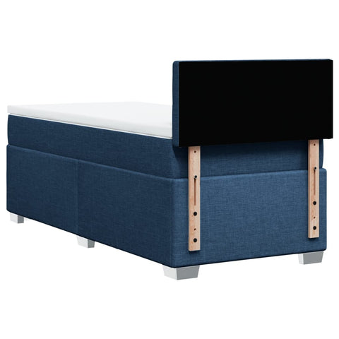 vidaXL Box Spring Bed with Mattress Blue 90x200 cm Fabric