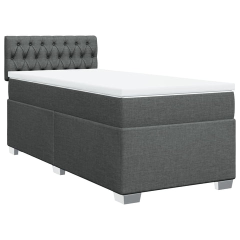 vidaXL Box Spring Bed with Mattress Dark Grey 100x200 cm Fabric