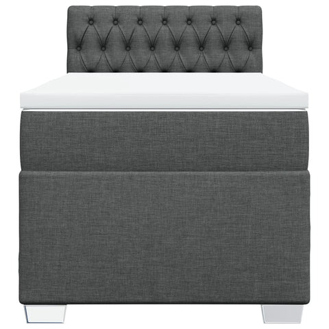 vidaXL Box Spring Bed with Mattress Dark Grey 100x200 cm Fabric
