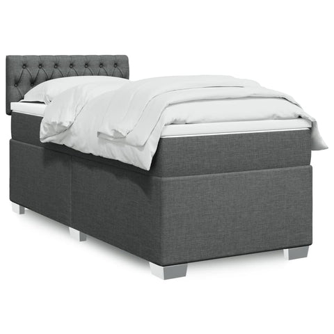 vidaXL Box Spring Bed with Mattress Dark Grey 100x200 cm Fabric