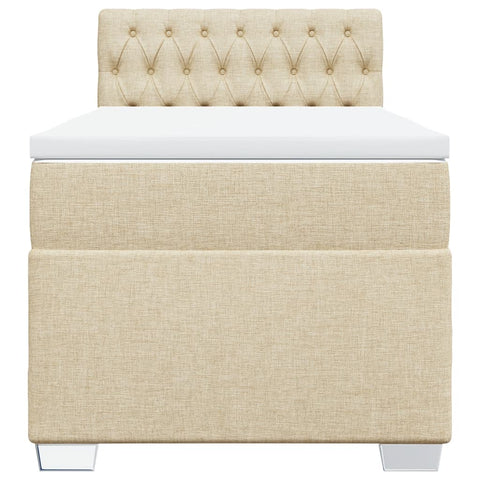 vidaXL Box Spring Bed with Mattress Cream 100x200 cm Fabric