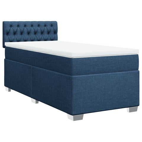vidaXL Box Spring Bed with Mattress Blue 100x200 cm Fabric