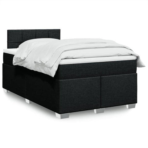 vidaXL Box Spring Bed with Mattress Black 120x190 cm Fabric