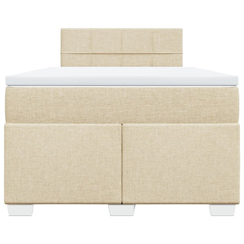 vidaXL Box Spring Bed with Mattress Cream 120x190 cm Fabric