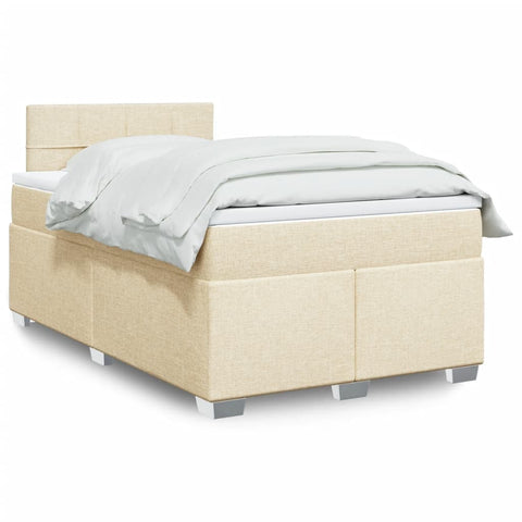 vidaXL Box Spring Bed with Mattress Cream 120x190 cm Fabric