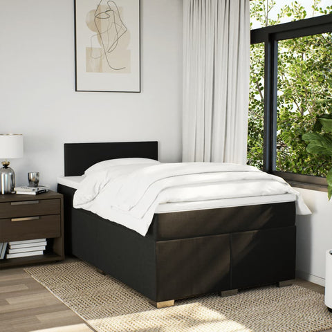 vidaXL Box Spring Bed with Mattress Black 120x200 cm Fabric