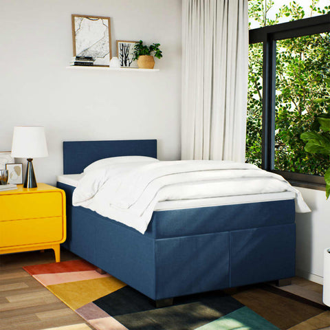 vidaXL Box Spring Bed with Mattress Blue 120x200 cm Fabric