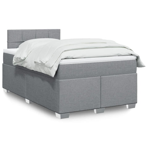 vidaXL Box Spring Bed with Mattress Light Grey 120x200 cm Fabric