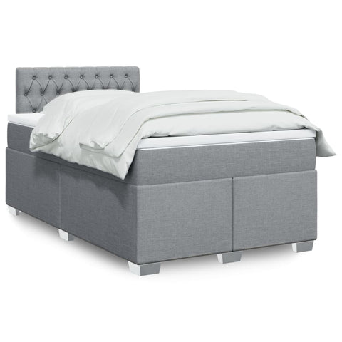 vidaXL Box Spring Bed with Mattress Light Grey 120x200 cm Fabric