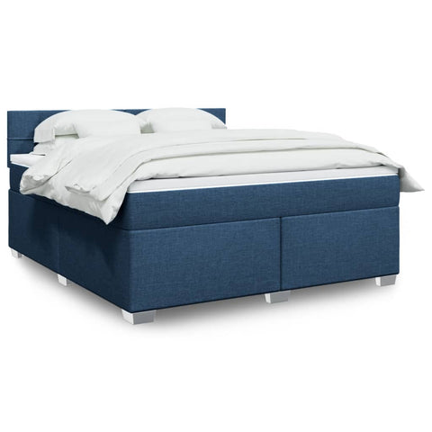 vidaXL Box Spring Bed with Mattress Blue 180x200 cm Fabric