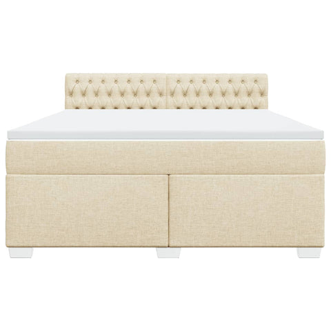 vidaXL Box Spring Bed with Mattress Cream 180x200 cm Fabric