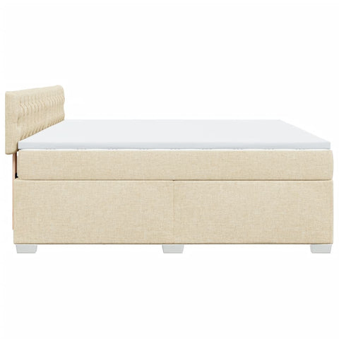 vidaXL Box Spring Bed with Mattress Cream 180x200 cm Fabric