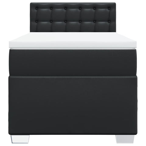 vidaXL Box Spring Bed with Mattress Black 90x190 cm Faux Leather