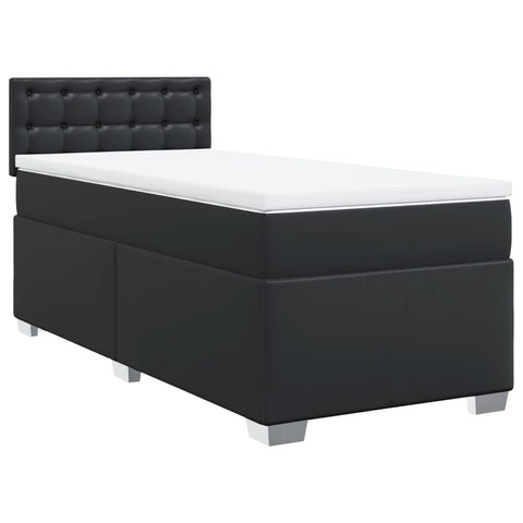 vidaXL Box Spring Bed with Mattress Black 90x200 cm Faux Leather