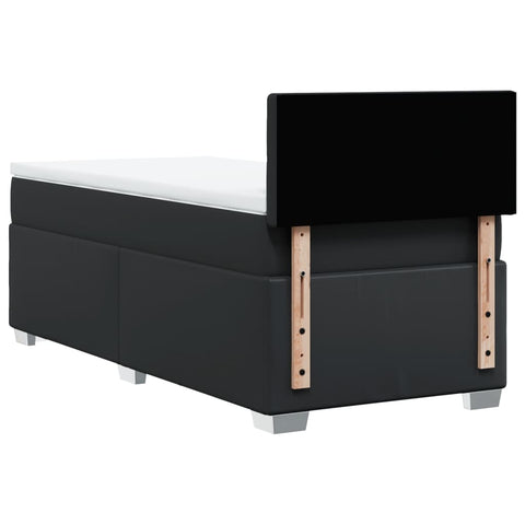 vidaXL Box Spring Bed with Mattress Black 90x200 cm Faux Leather