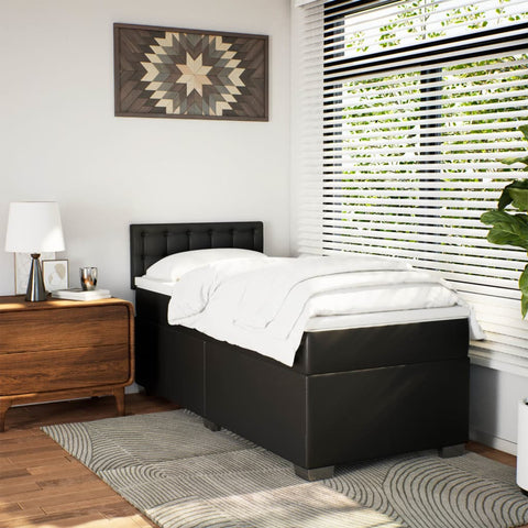 vidaXL Box Spring Bed with Mattress Black 100x200 cm Faux Leather