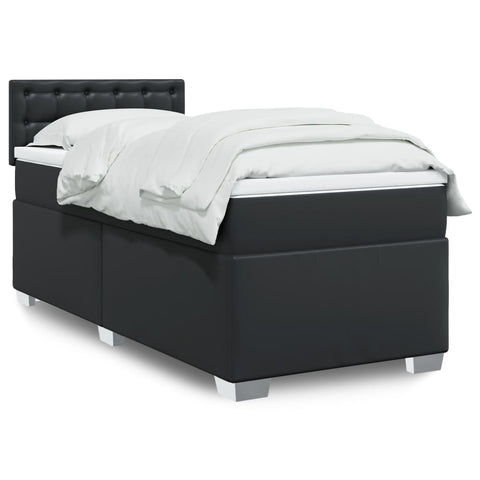 vidaXL Box Spring Bed with Mattress Black 100x200 cm Faux Leather