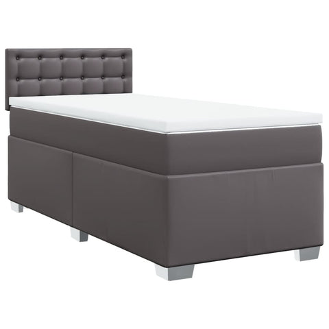 vidaXL Box Spring Bed with Mattress Grey 100x200 cm Faux Leather
