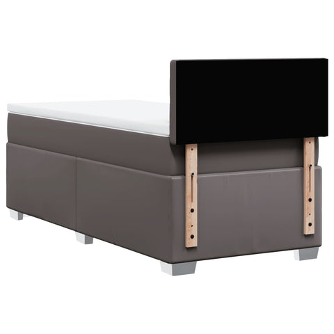 vidaXL Box Spring Bed with Mattress Grey 100x200 cm Faux Leather