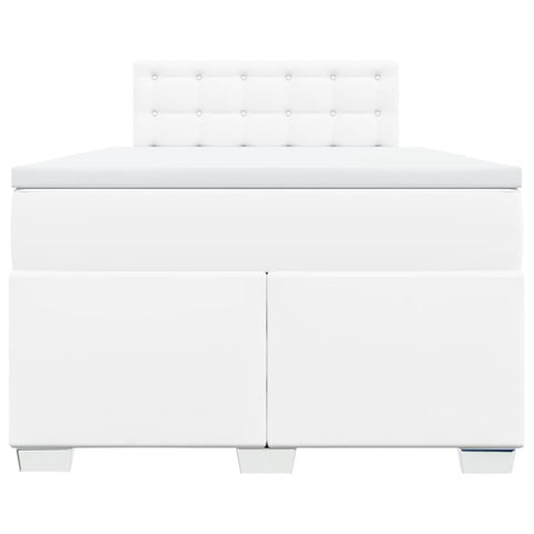 vidaXL Box Spring Bed with Mattress White 120x190 cm Faux Leather