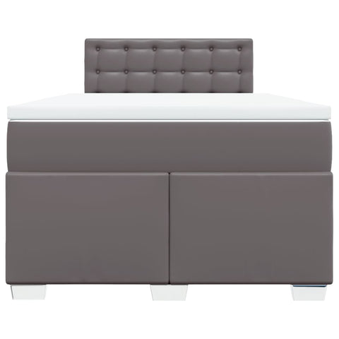 vidaXL Box Spring Bed with Mattress Grey 120x190 cm Faux Leather