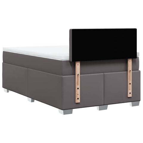 vidaXL Box Spring Bed with Mattress Grey 120x190 cm Faux Leather