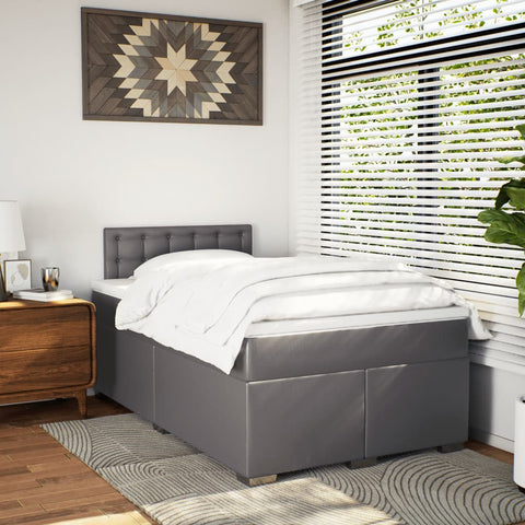 vidaXL Box Spring Bed with Mattress Grey 120x200 cm Faux Leather
