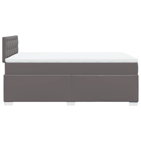 vidaXL Box Spring Bed with Mattress Grey 120x200 cm Faux Leather