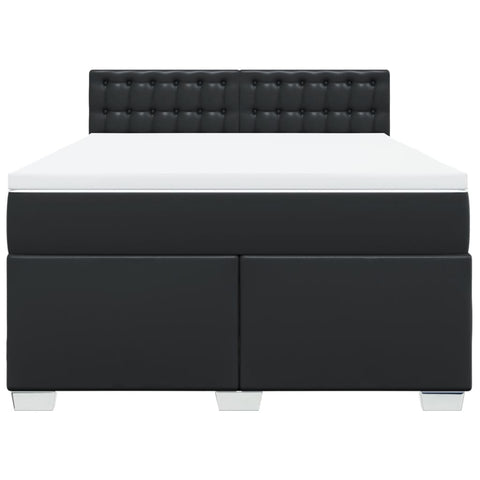vidaXL Box Spring Bed with Mattress Black 140x190 cm Faux Leather