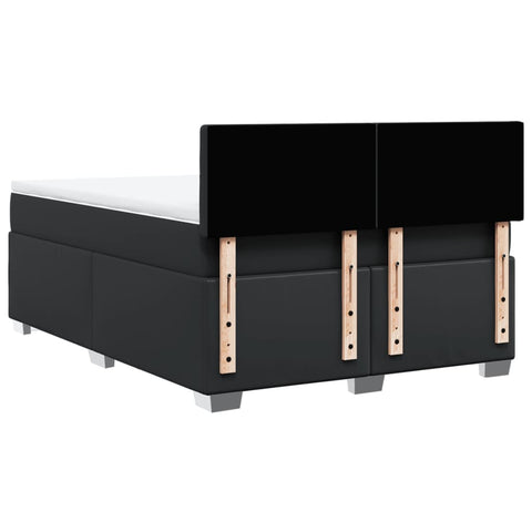 vidaXL Box Spring Bed with Mattress Black 140x190 cm Faux Leather