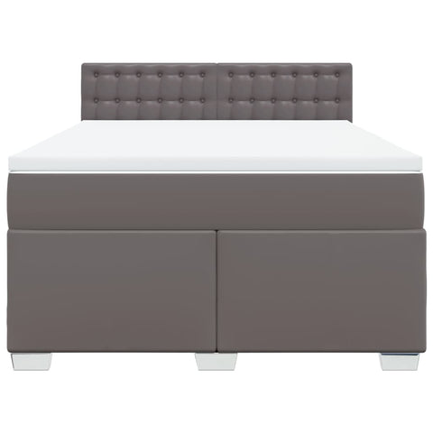 vidaXL Box Spring Bed with Mattress Grey 160x200 cm Faux Leather