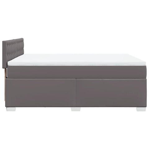 vidaXL Box Spring Bed with Mattress Grey 160x200 cm Faux Leather