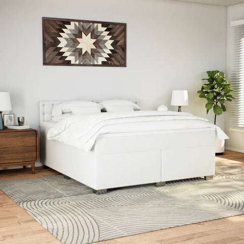 vidaXL Box Spring Bed with Mattress White 180x200 cm Faux Leather