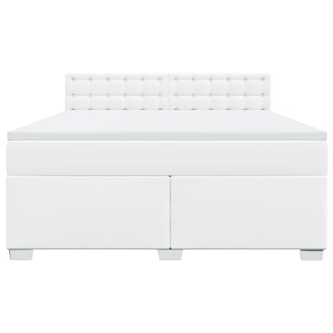 vidaXL Box Spring Bed with Mattress White 180x200 cm Faux Leather