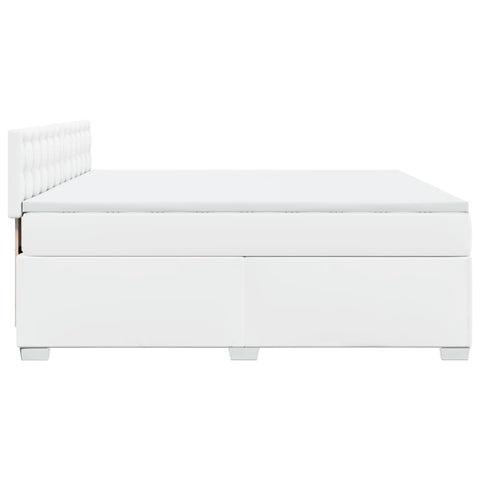 vidaXL Box Spring Bed with Mattress White 180x200 cm Faux Leather