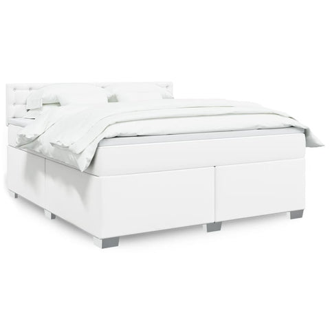 vidaXL Box Spring Bed with Mattress White 180x200 cm Faux Leather